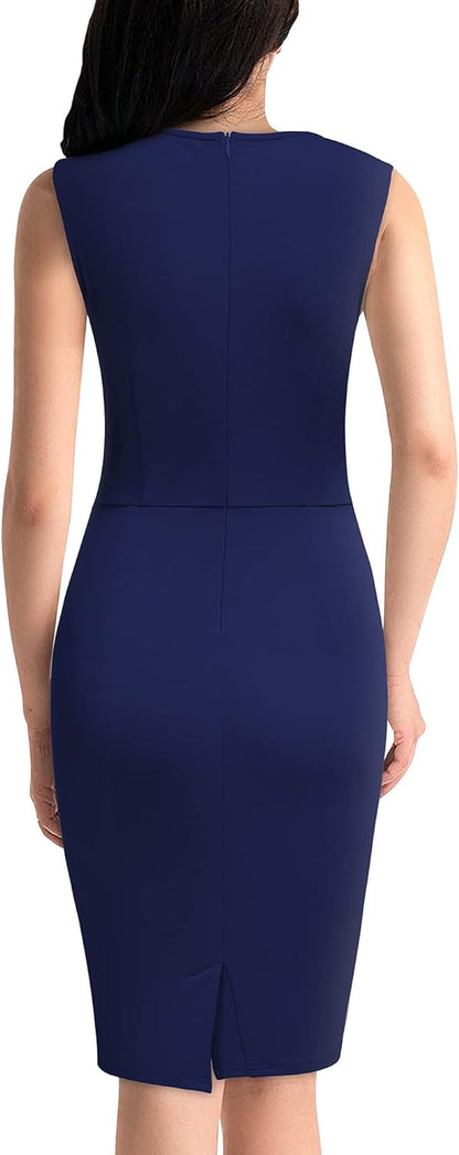 Women's Vintage Ruffle Sleeveless Cocktail Pencil Dress